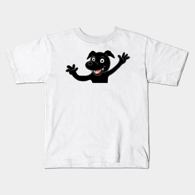 labrador retriever black waving Kids T-Shirt by Wanderingangel